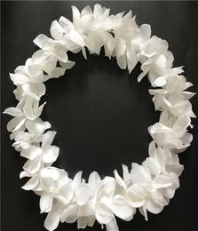 White Hawaiian Hula Leis Garland Necklace Flowers Wreaths Artificial Silk Wisteria Flowers Festive Wedding Party Suppliers 100pcs 5253337
