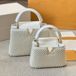 Top Luxury Handbag Designer Pearl Capucines Handbag Crossbody Bag Shoulder Bag Evening Bag Womens Luxury Tote Bag Metal Tag Solid Colour Makeup Bag Purse 27CM/22CM