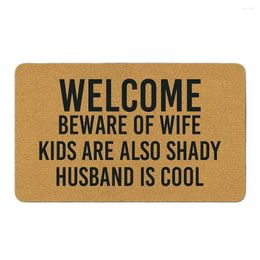 Carpets Beware Of Wife Kids Are Also Shady Doormat Outdoor Entrance Porch Patio Floor Christmas Holiday Rug Decor Home Door Mat