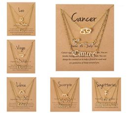 Pendant Necklaces 3PcsSet Cardboard Star Zodiac Sign 12 Constellation Charm Gold Necklace Aries Cancer Leo Scorpio Jewelry Gifts4108301