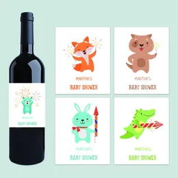 Party Supplies Personalised Wine Bottle Labels Waterproof Baby Shower Birthday Christening Custom Red Stickers