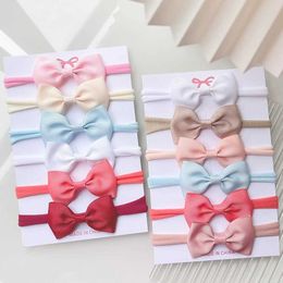 Hair Accessories 3/4/6 pieces/set baby girl elastic headband solid color headband Grograin ribbon bow headband baby hair accessories d240513