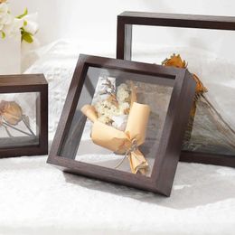 Frames Wooden Picture Frame Home Decor Transparent Square Art Floating Dried Flower (No Flowers)
