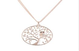 Tiny Crystal Animal Owl Pendant Necklace Multilayer Chain Tree of life Necklaces Jewellery SilverRose Gold for Women Gift Female co7005793