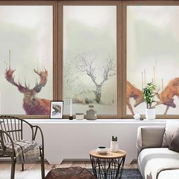 Window Stickers Free Custom Size Glass Film Static Cling No Glue Opaque Frosted Decals Brown Living Room XK23