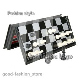 Designer Chess Games Magnetic Chess Backgammon Checkers Set Road Foldable Board Game 3-in-1 International Chess Folding Chess Portable Board Game 151