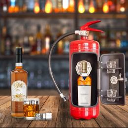 Fire Extinguisher Shape Wine Box Mini Bar Wine Cabinet Crafts Ornaments Decoration Champagne Liquor Storage Box Firemans Gift 240513