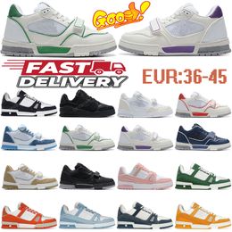 Designer top quality sneakers shoes visitor Embossed Sneaker white black sky blue green denim pink red luxurys mens casual trainers