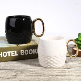Mugs Luxury Creative Couple Mug Gold Plated Handle Ceramic Cup Coffee Formulation
