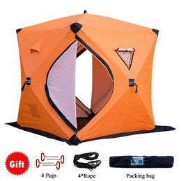 Tents and Shelters 3-4 people quickly open winter camping tents waterproof outdoor cotton warm ice fishing portable tentsQ240511