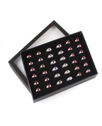 Storage Boxes Bins Black Velvet Ring Display Box Transparent Window Show Cover 36 Slots Earring Jewellery Holder Organizer5154861