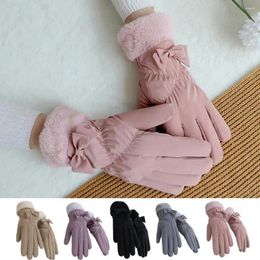 Cycling Gloves 1 Pair Winter Women Plush Cuffs Windproof Coldproof Touch Screen Driving Warm Riding