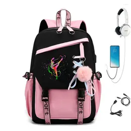 Backpack School For Teen Girls Kawaii Bookbag Women Girl Schoolbag Bagpack Watercolor Gymnastics Design Teenager Travel Rucksack