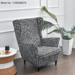 Chair Covers Nordic Plaid Wing Cover Printed Stretch Spandex Armchair Removable Relax Sofa Slipcovers With Cushion