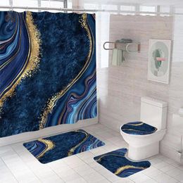 Shower Curtains Bathroom Decor Accessories Set Modern 3d Print Curtain With Anti-slip Rug Toilet Lid Cover Soft Flannel For A