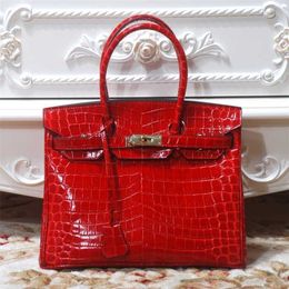 Women's Platinum 2024 Designer Bag Crocodile Pattern Women's Genuine Leather Women's Handbag Personality O996