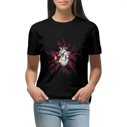 Women's Polos Vintage Human And Veins Arteries Blood Illustration Art Dark Purple Roses T-shirt