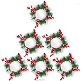 Candle Holders Christmas Theme Wreath Candlestick Holiday House Decor Simulation Plant Garland Holder Drop