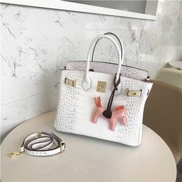 White Designer Himalayan Platinum Bag Crocodile Pattern Real Leather Women's Cow Leather Handbag Women's One Shoulder Diagonal Cross Tide F22B