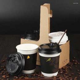 Disposable Cups Straws 50pcs 8oz/14oz Coffee Cup Christmas Wedding Birthday Party Favours 250ml 400ml Milk Tea Drink Paper With Lids