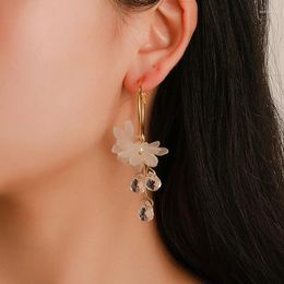 Dangle Earrings Fashionable Crystal Flower Versatile Fairy Korean East Gate Jewellery