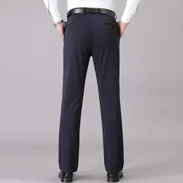 Men's Suits Men Formal Business Attire Elegant Slim Fit Suit Pants For Wear With Stretchy Pockets Zipper Office