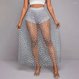 Skirts Cross-border Foreign Trade Party Holiday Love Mesh Skirt Spring And Summer High-end See-through Sexy