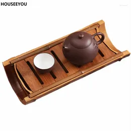 Tea Trays Vintage Bamboo Chinese Tray Drinkware Stored Water Gongfu Set Service Saucer Ceremony For Home Office