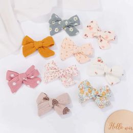 Hair Accessories 2Pcs/Set New Solid Cotton Hair Bows Hairclip Lovely Print Bowknot Hairpins for Kids Hair Accessories Baby Toddler Headwear