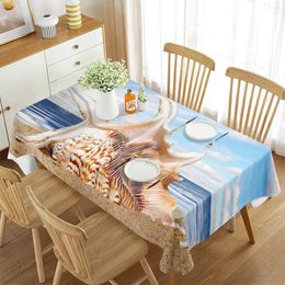 Table Cloth Shell Starfish Rectangular Tablecloth Summer Beach Seaside Theme Art Decor For Kitchen Dining Room