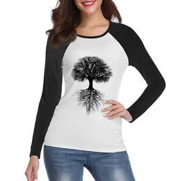 Women's Polos Tree Of Life Long Sleeve T-Shirt Custom T Shirt White Shirts Animal Print Funny For Women
