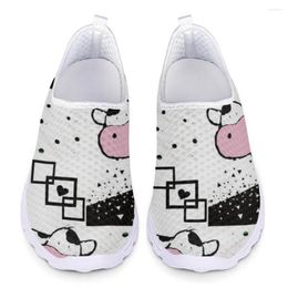 Casual Shoes Cartoon Cow Print Summer Woman Flats Shoe For Women 2024 Light Mesh Sneakers Slip On Loafers Womens Footwear Ladies