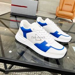 Men casual sneaker shoes Brushed sneaker downtown plaine leather Triangle-logo calf leather low top outdoor trainers lace up black white factory sale size 38-45 5.14 02