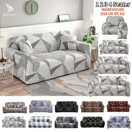 Chair Covers Yeahmart Printed Sofa Cover Stretch Couch Loveseat Slipcovers For Living Room Furniture Protector With 1Pc Free Pillowcase