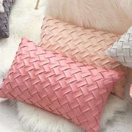 Pillow Pink Beige Cover Soft Faux Suede Home Decorative Woven Pattern 45x45cm/30x50cm Solid Grey Blue Sham