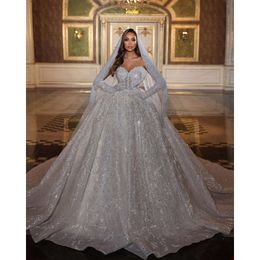 Glamorous Ball Wedding Dress Sweetheart Shining Sequins Applicants Pearls Backless Chapel Gown Custom Made Robe De special