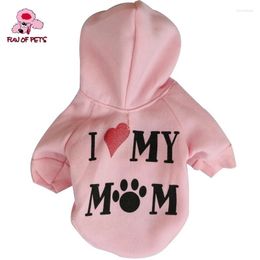 Dog Apparel Love My Mom Style Fleeces Hoodies For Dogs Cats Clothes Cute Pink Red Blue Grey White Colour Pet