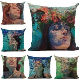 Pillow Cover Beautiful Girl Underwater Living Room Sofa Decorative Throw Pillows Home Decoration Pillowcase