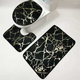 Bath Mats 3pcs/Set Stone Pattern Bathroom Mat For Toilet Seat Anti-Slip Lid Cover Soft Absorbent Restroom Suit 16 Colours