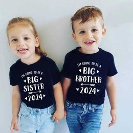 T-shirts Im Being Promoted To Big Sister/Brother 2024 Baby Announcement T Shirt Kids T-shirt Children Tops Toddler Tshirt Summer Clothes T240513