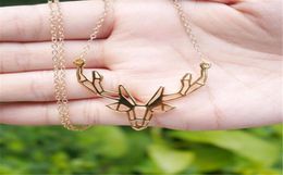 Pendant Necklaces Fashion Origami Antler Necklace Unique Deer Animal For Women Christmas Gifts18600032