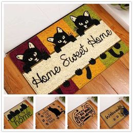 Carpet Cute Cat Welcome Door Mat Anti slip Animal Pattern Home Decoration Used for Living Room Kitchen Bathroom Fading Floor H240514