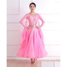 Stage Wear Pink Ballroom Competition Dance Dresses Adt High Quality Waltz Skirt Ladys Standard Dancing Dress Drop Delivery Apparel Dhnqc