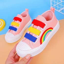 Boys Girls Slip On Canvas Sneakers Children Casual Shoes Trainers Little Big Kid Cute Rainbow Designer Soft Shoes Spring Autumn 240514