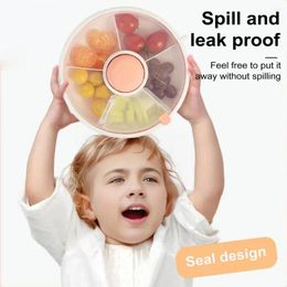 Plates Portable Snack Container Fun Rotating Spinner For Kids 5 Compartment Divided Box With Leak-proof