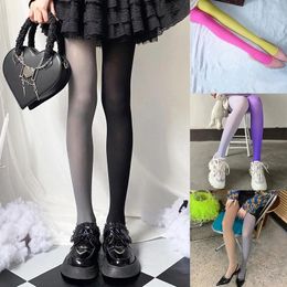 Women Socks Spring Autumn Thin Sexy Tights Asymmetrical Contrast Candy Color Patchwork Seamless Pantyhose Nightclub Party Bottoming