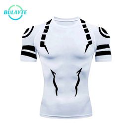 Anime Jujutsu Kaisen Compression T Shirt Men 3D Print Sukuna Breathable Football Fitness Tight Sportswear Quick Dry Riding Tops 240513