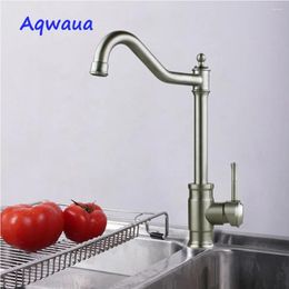 Kitchen Faucets Aqwaua Faucet & Cold Water Tap Stainless Steel Swivel Spout Sink Mixer Accessories Bags