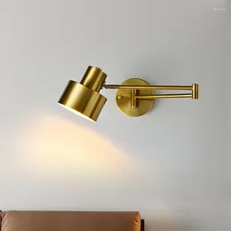 Wall Lamp LED Touch Sensor Modern Lights Adjustable Swing Long Arm Internal Bedside Restaurant Room Lighting Decor Sconce