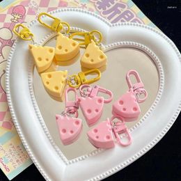 Decorative Figurines Cute Creative Cheese Keychain INS Colorful Car Phone Bag Pendant Ornaments Candy Color Versatile Cream Simulated Food